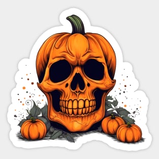 Spooky pumpkin skull Sticker